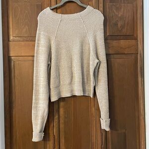 Free People Cream Crew Neck Sweater